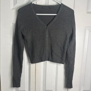 Gray Brandy Melville Cropped Cardigan Sweater